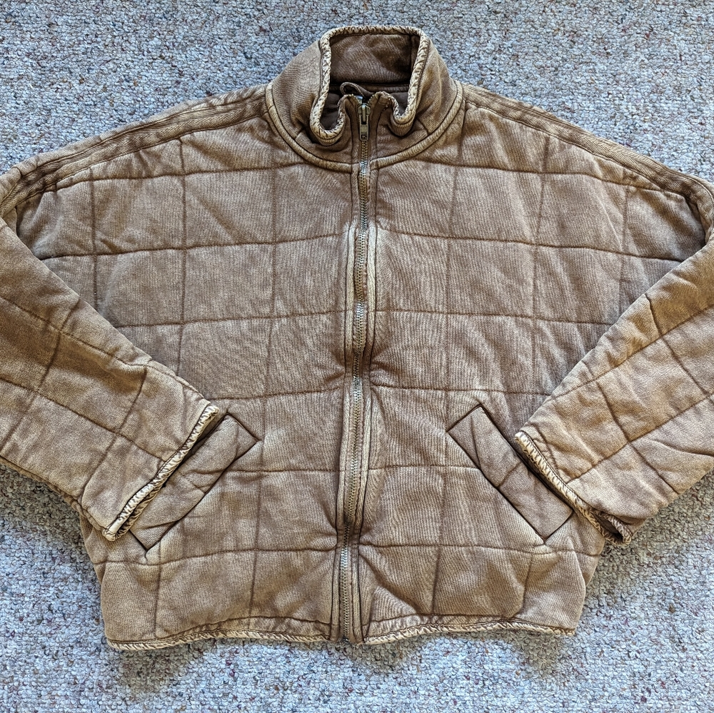 Free People Dolman Quilted Jacket in Toasted Coconut Size Small